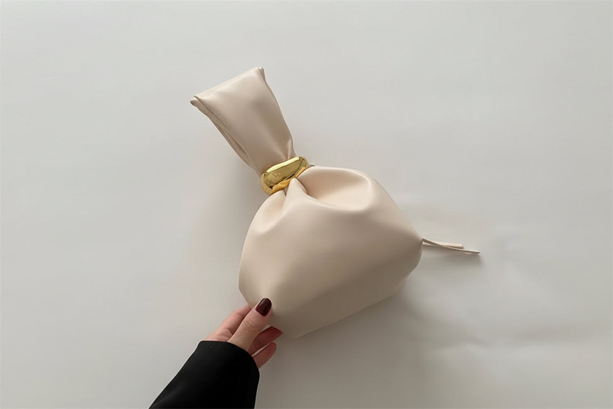 Alternative Leather Pleated Clutch Bag