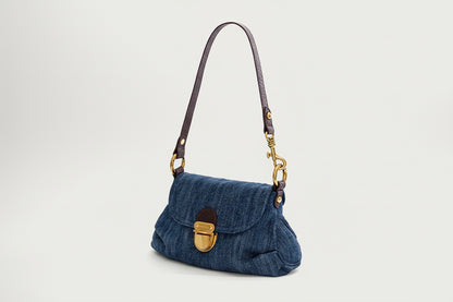 Giselle Denim Shoulder Bag with Flap Detail