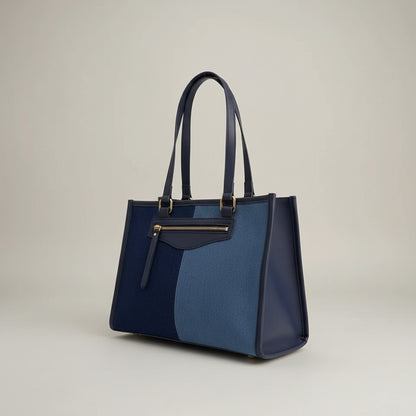 Dual-Tone Denim City Tote