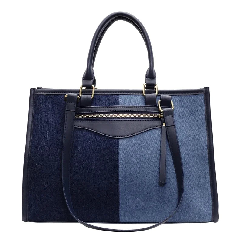 Dual-Tone Denim City Tote