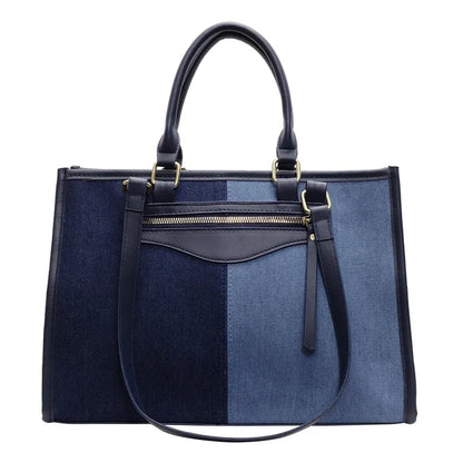 Dual-Tone Denim City Tote