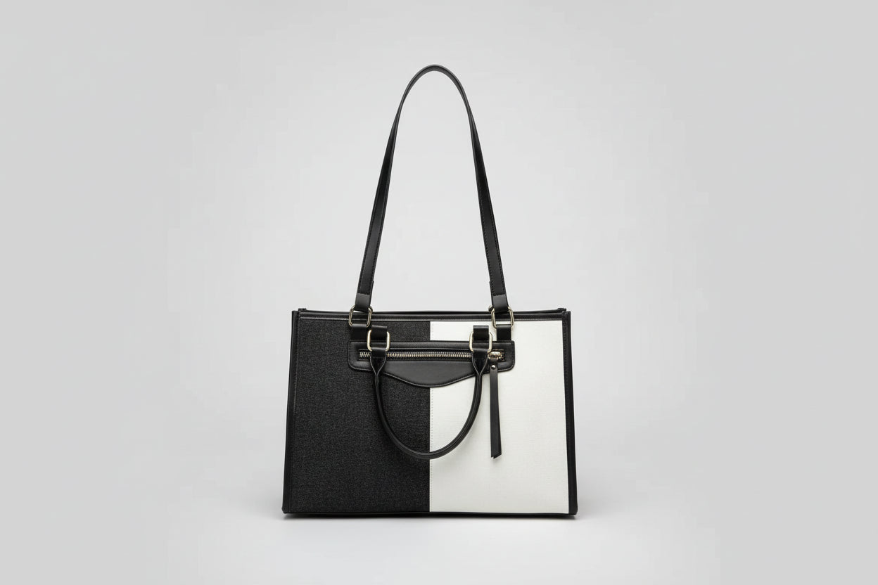 Dual-Tone Denim City Tote