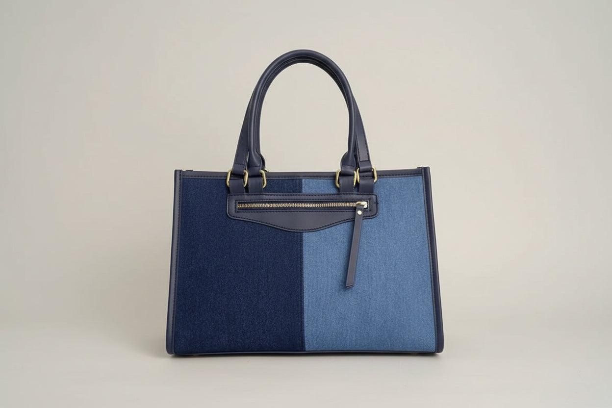Dual-Tone Denim City Tote
