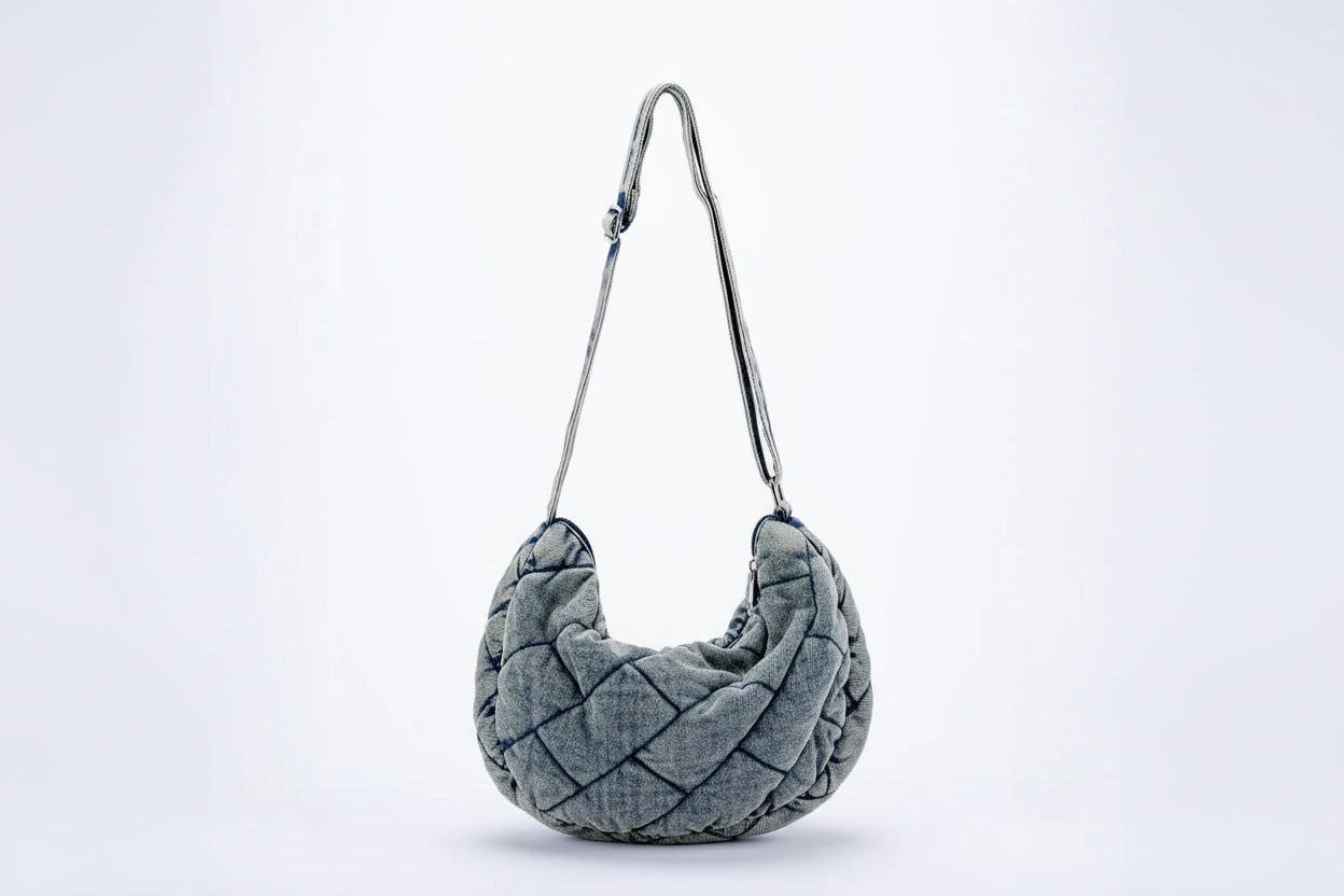 Zoe Padded Denim Shoulder Bag