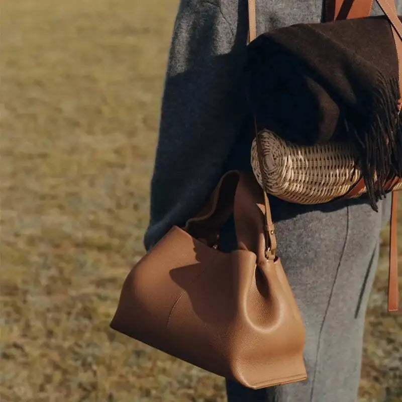 Amalie Leather Bucket Handbag