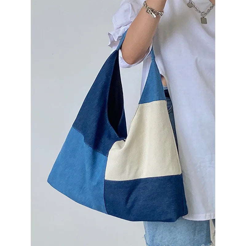 Céleste Patchwork Denim Hobo Bag