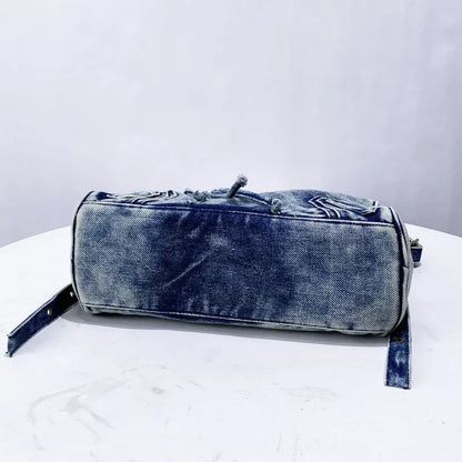 Moto-Inspired Top Handle Shoulder Bag