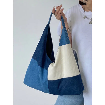 Céleste Patchwork Denim Hobo Bag