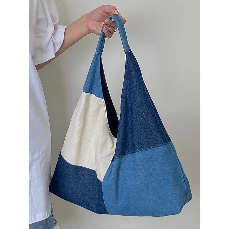 Céleste Patchwork Denim Hobo Bag