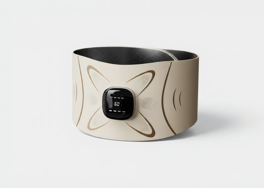 Beige and black electronic device on a white background