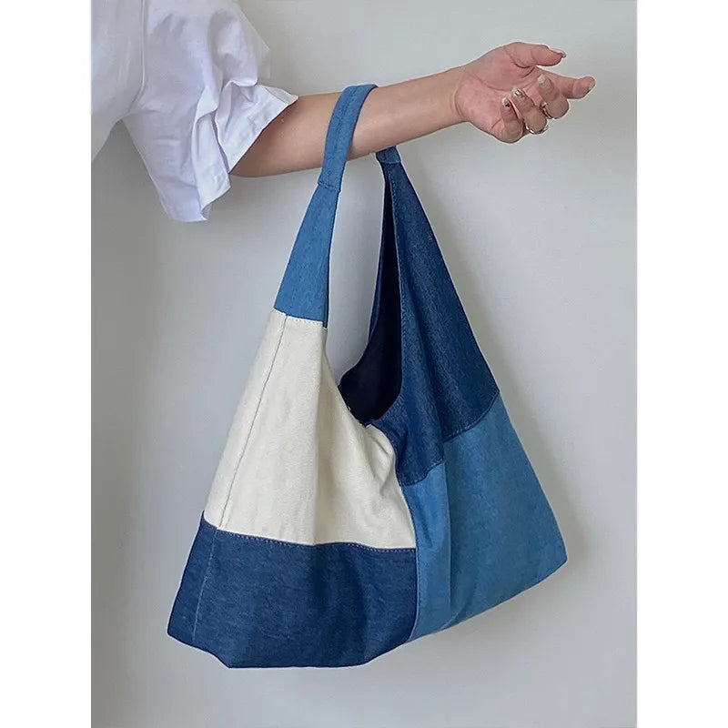 Céleste Patchwork Denim Hobo Bag