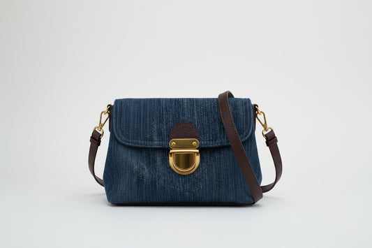 Giselle Denim Shoulder Bag with Flap Detail