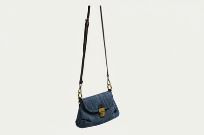 Giselle Denim Shoulder Bag with Flap Detail