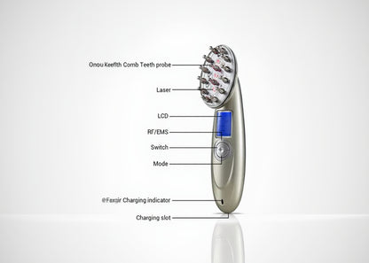 Electronic device with labeled parts on a white background