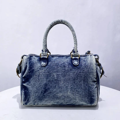 Moto-Inspired Top Handle Shoulder Bag
