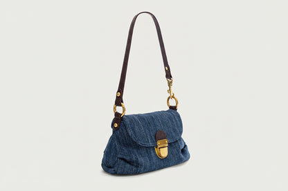 Giselle Denim Shoulder Bag with Flap Detail