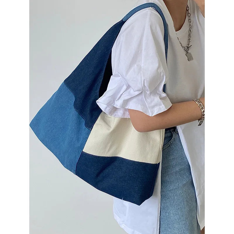 Céleste Patchwork Denim Hobo Bag