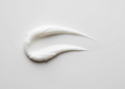 A thick, creamy white cosmetic smear on a light gray background with a beige banner at the bottom reading '#01 Pure'.